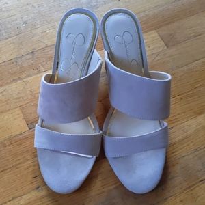 Jessica Simpson JP-Cayren Suede Nude Wedges - worn once